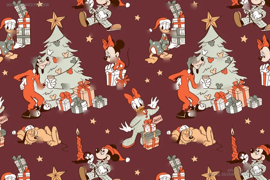 Mickey and Friends Christmas Tree Seamless Pattern [146] - 4