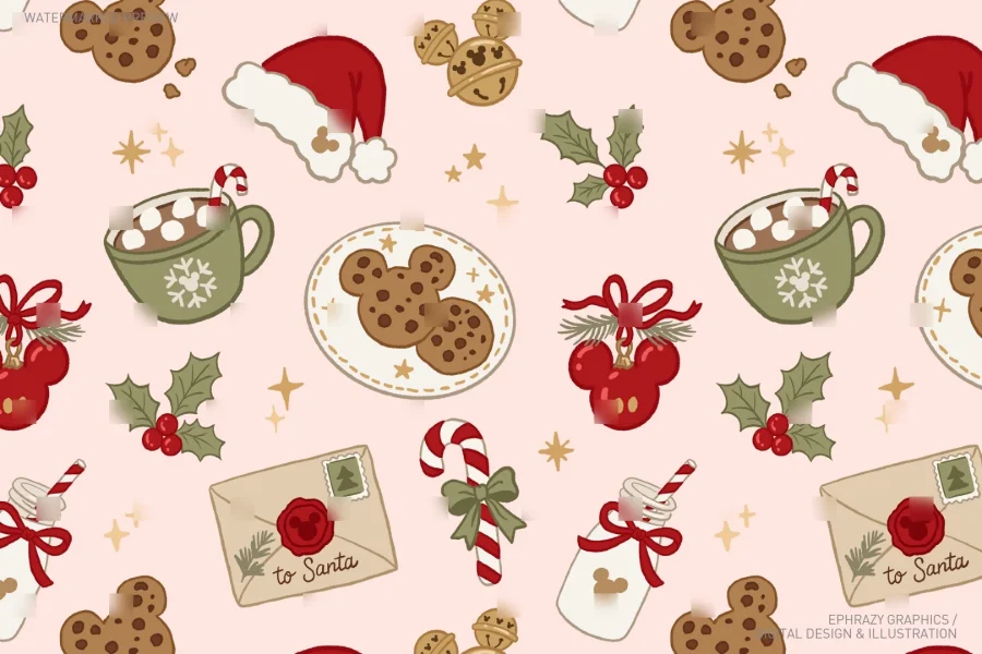 Mickey Christmas Cookies Seamless Pattern [147] - 3