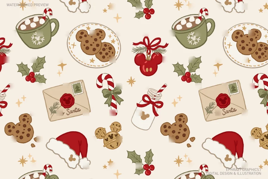 Mickey Christmas Cookies Seamless Pattern [147] - 2