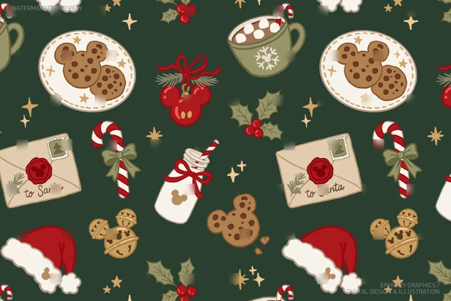 Mickey Christmas Cookies Seamless Pattern [147] - 4