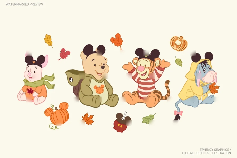 Winnie the Pooh Fall Friends Clipart [148] - 1
