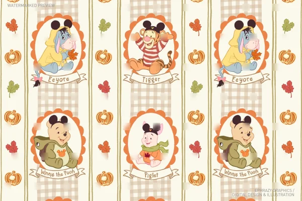 Winnie the Pooh Fall Friends Seamless Pattern [148] - Seamless