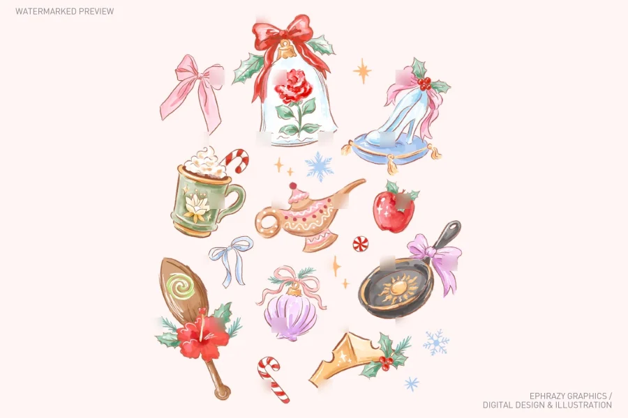 Disney Princess Christmas Watercolor Set [149] - 2