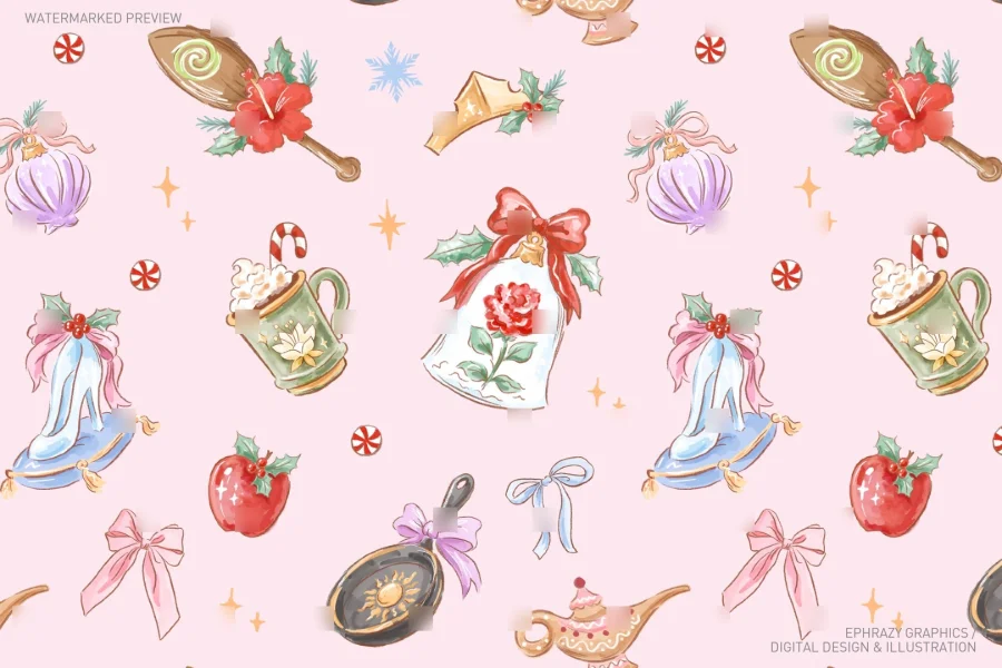 Disney Princess Christmas Watercolor Set [149] - 4