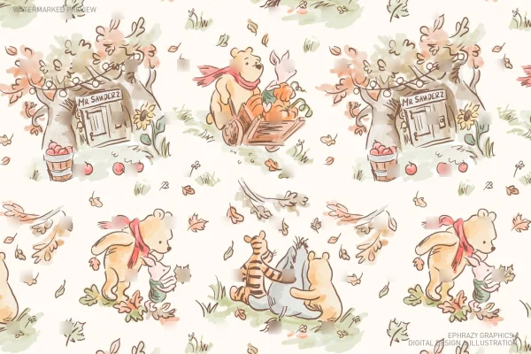 Classic Winnie the Pooh Fall Watercolor Seamless Pattern [151] - Seamless
