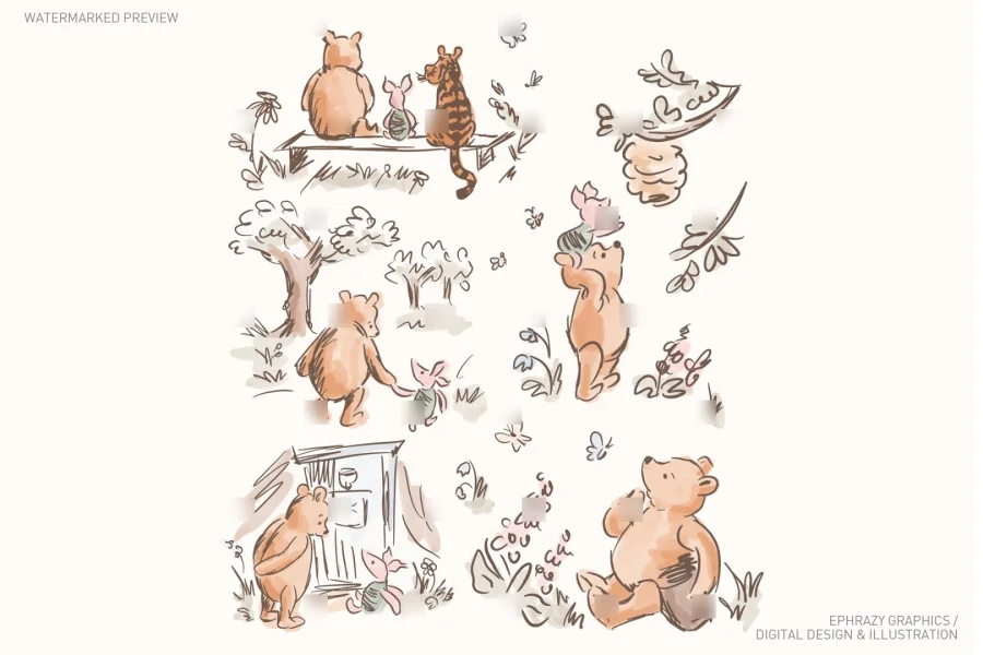 Classic Winnie the Pooh & Friends Watercolor Clipart [152] - 1
