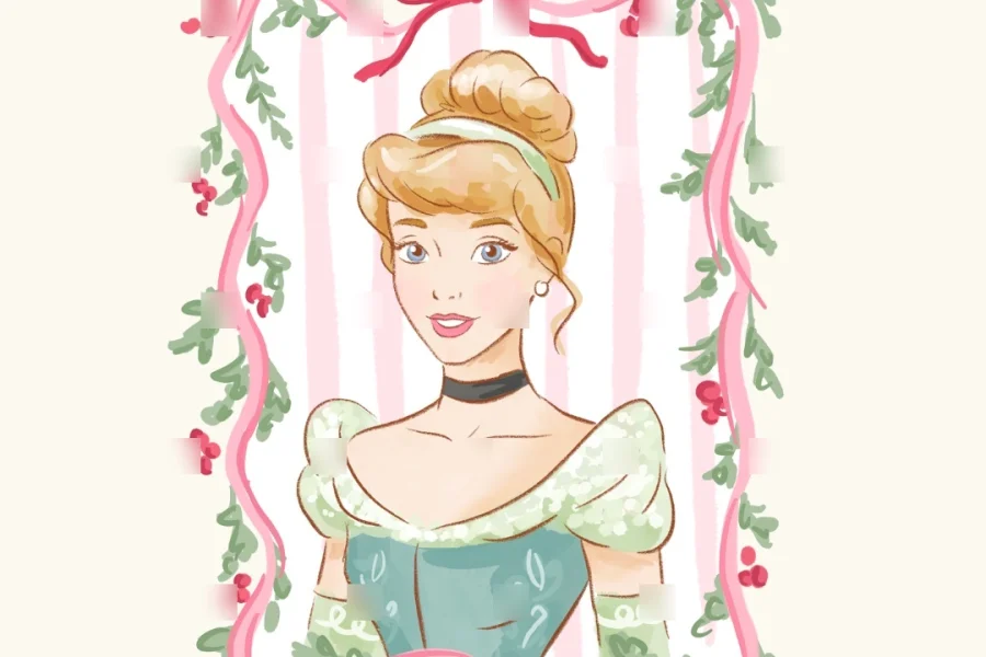 Disney Princess Christmas Watercolor Frame Clipart [158] - 2