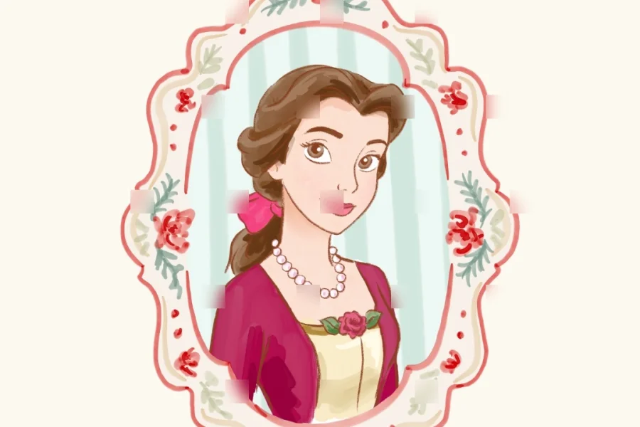 Disney Princess Christmas Watercolor Frame Clipart [158] - 3
