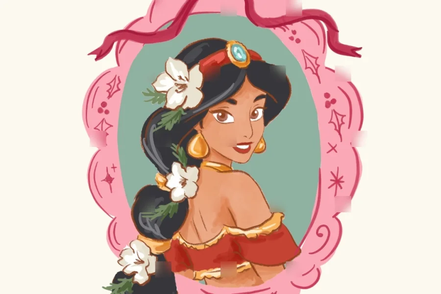 Disney Princess Christmas Watercolor Frame Clipart [158] - 7