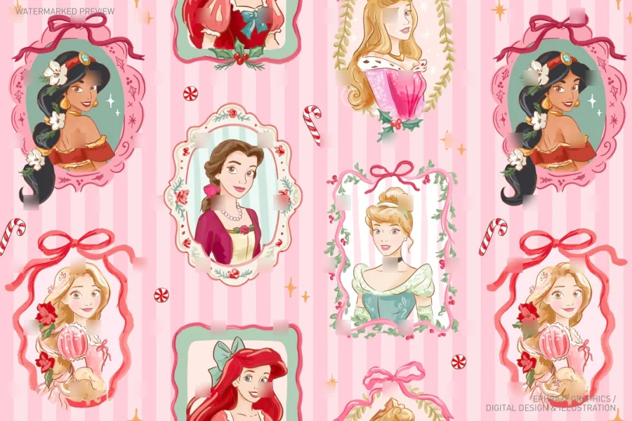Disney Princess Christmas Watercolor Frame Set [158] - 4