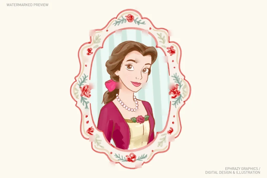 Disney Princess Christmas Watercolor Frame Set [158] - 8