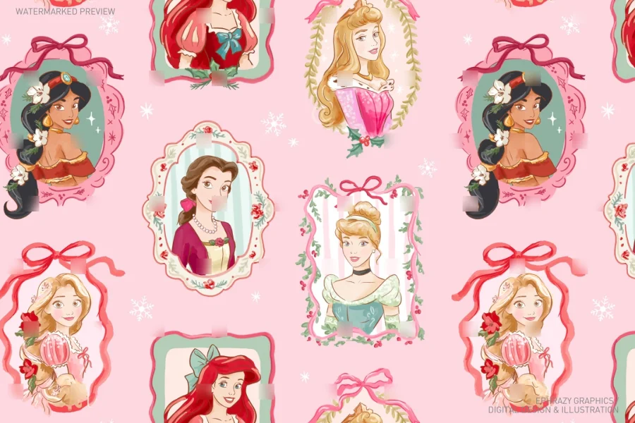 Disney Princess Christmas Watercolor Frame Set [158] - 2