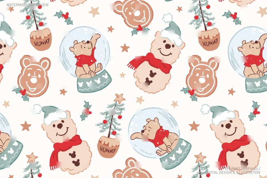Winnie the Pooh Christmas Seamless Pattern [159] - 2