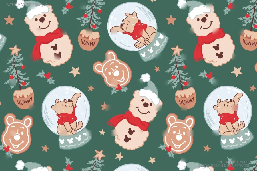 Winnie the Pooh Christmas Seamless Pattern [159] - 1