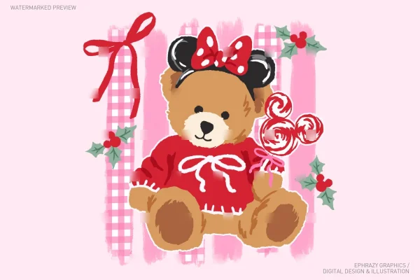 Disney Coquette Christmas Teddy Bear Clipart  [160] - Clipart