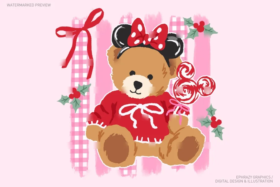 Disney Coquette Christmas Teddy Bear Set [160] - 4