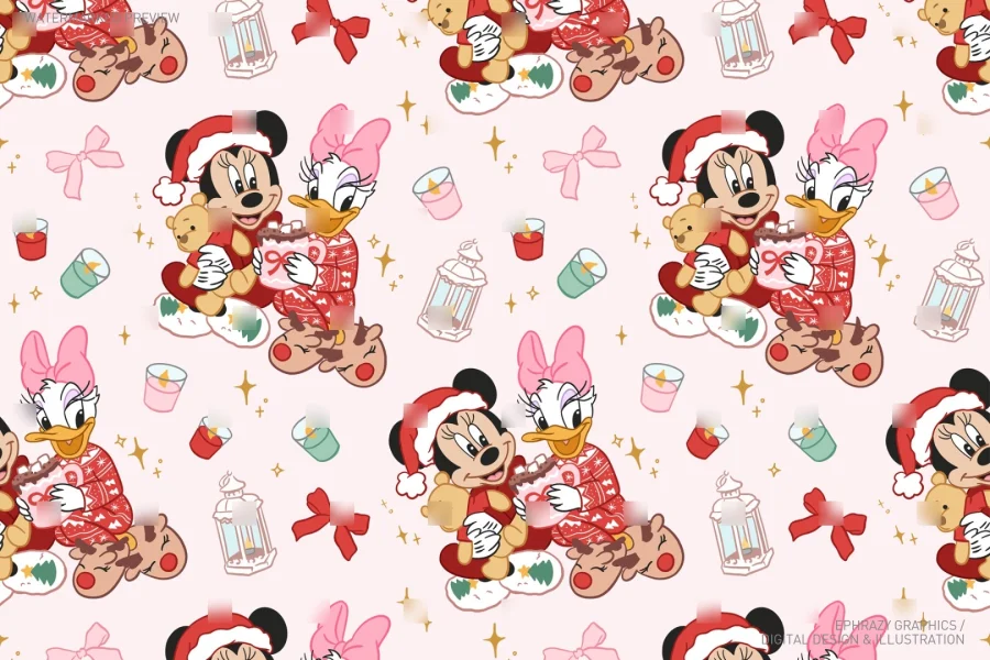Minnie Daisy Christmas Pajamas Seamless Pattern [162] - 2