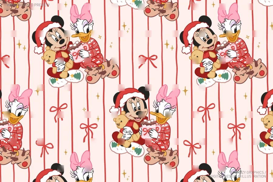 Minnie Daisy Christmas Pajamas Seamless Pattern [162] - 4