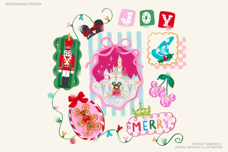 Disney Preppy Christmas Castle Clipart [163] - 4