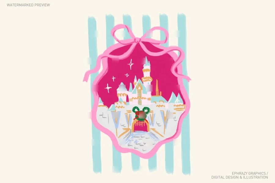 Disney Preppy Christmas Castle Clipart [163] - 5