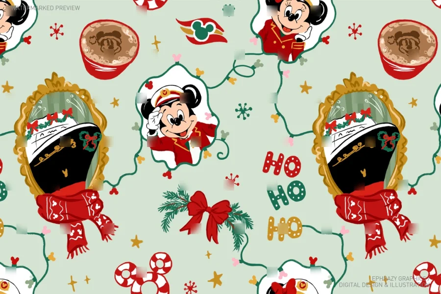 Disney Very Merrytime Cruise Seamless Pattern [165] - 5