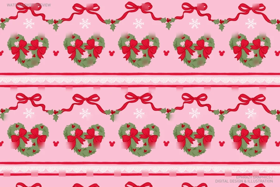 Mickey Christmas Wreath & Bow Set [166] - 3