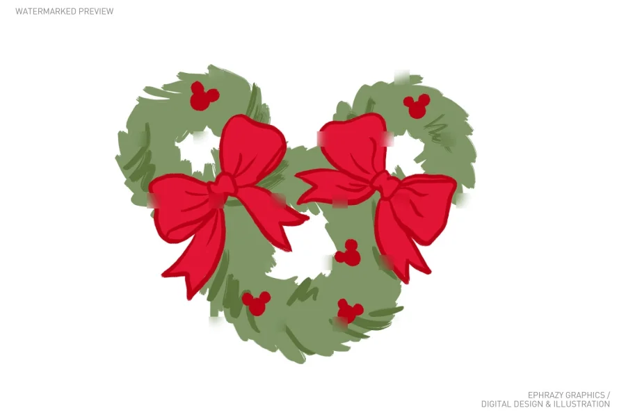 Mickey Christmas Wreath & Bow Set [166] - 4