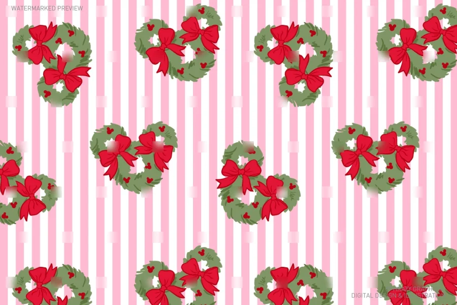 Mickey Christmas Wreath & Bow Set [166] - 7