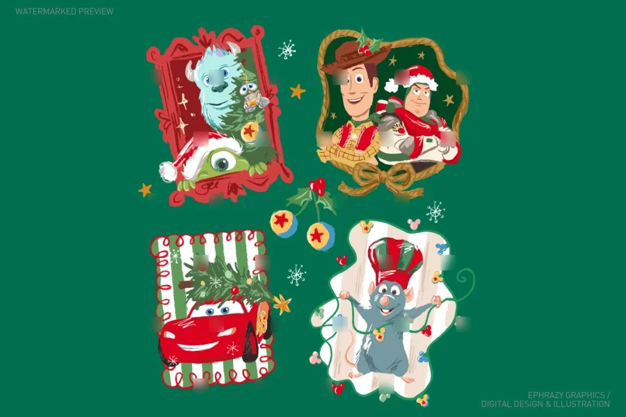 Disney Pixar Christmas Characters Clipart [167] - 1