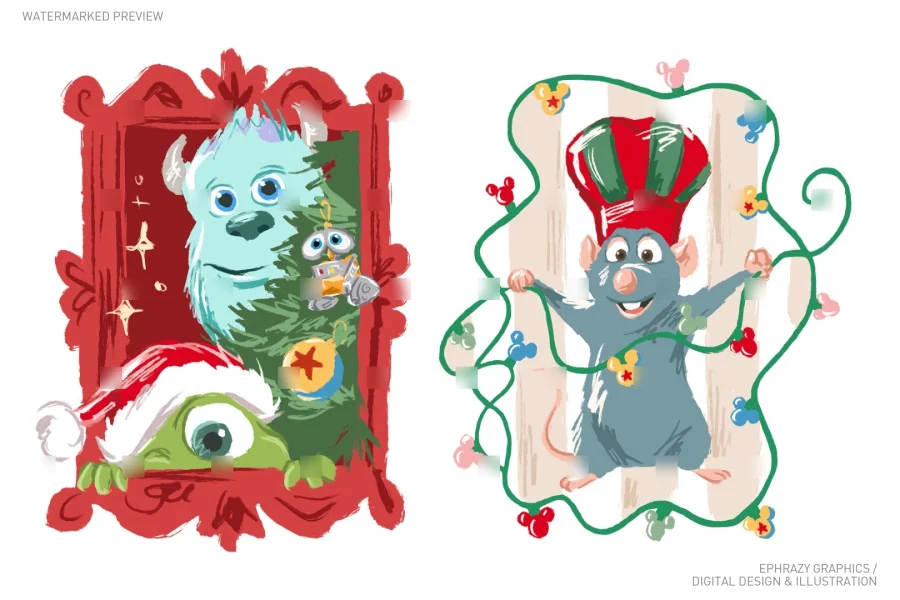 Disney Pixar Christmas Characters Clipart [167] - 2