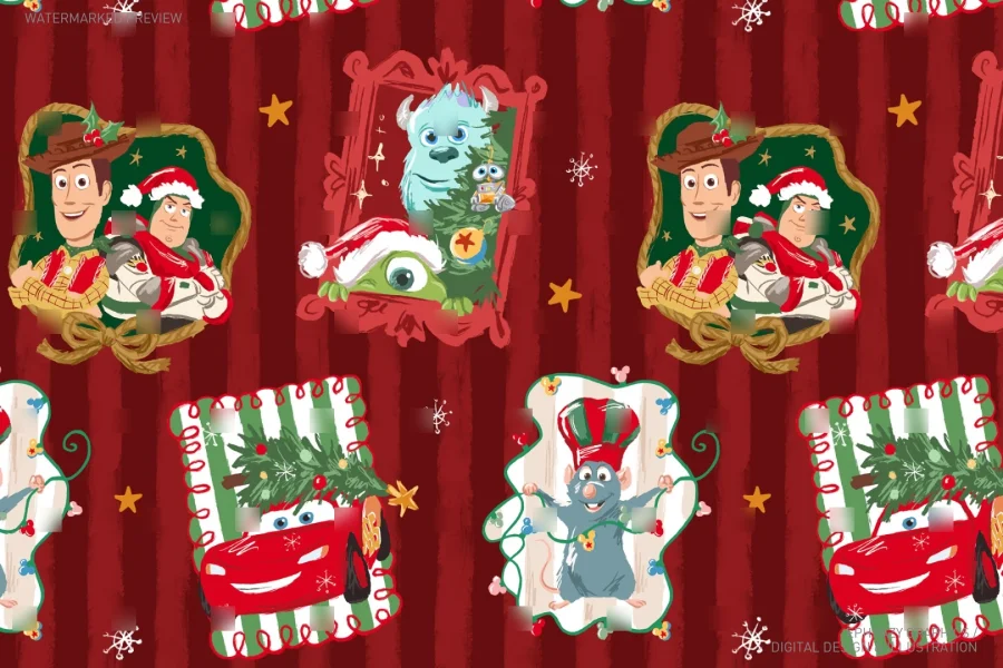 Disney Pixar Christmas Characters Seamless Pattern [167] - 10