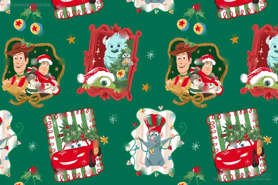 Disney Pixar Christmas Characters Seamless Pattern [167] - 4