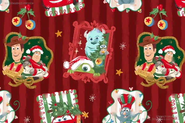 Disney Pixar Christmas Characters Seamless Pattern [167] - Seamless