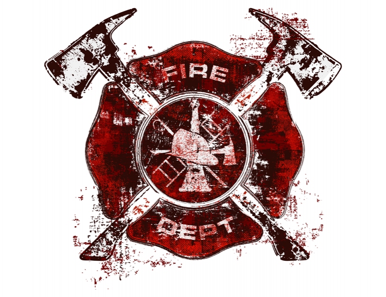 Firefighter Maltese Cross Fire Department Fireman Logo Grunge
