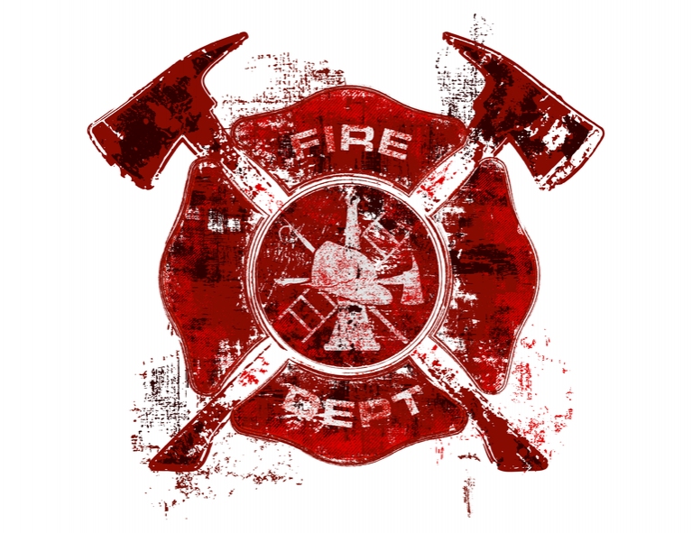 Firefighter Maltese Cross Fire Department Symbol Fireman Grunge