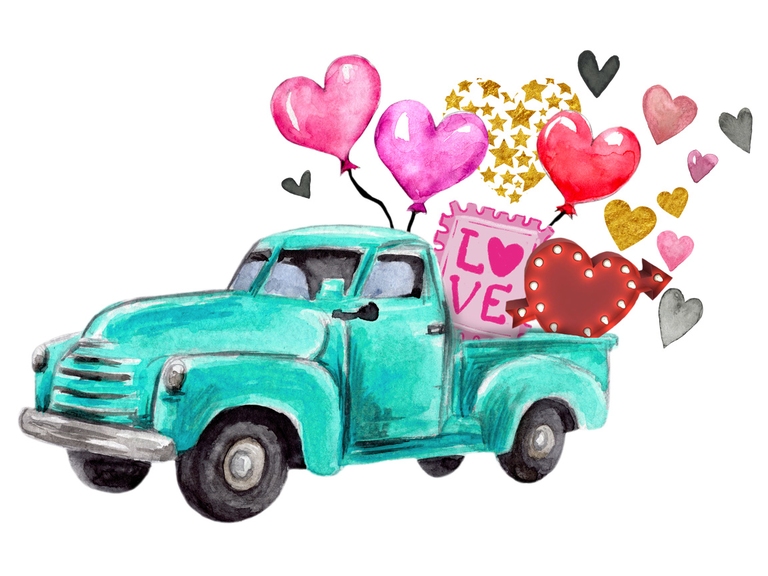 Turquoise Valentine Truck