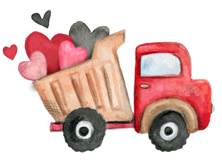 Little Valentine Truck with Hearts
