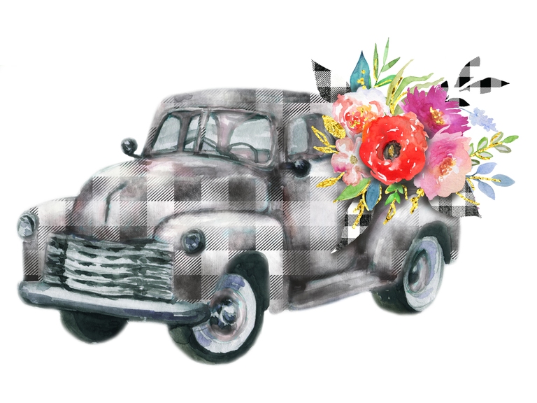 White Plaid Floral Truck Pack