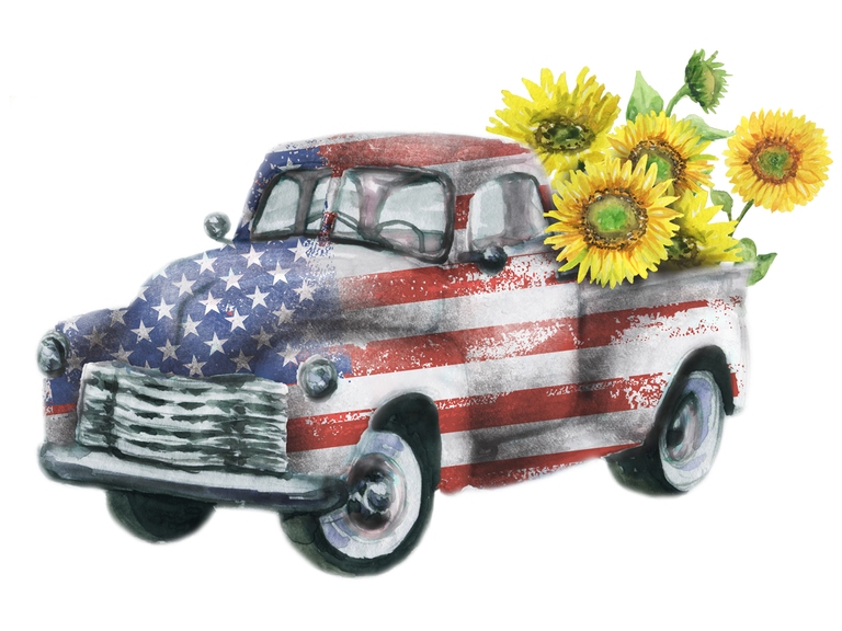 4th Of July Truck with Sunflowers Pack