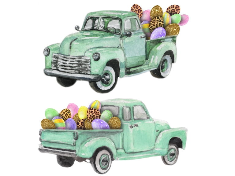 Spring Easter Mint Truck with Eggs Pack