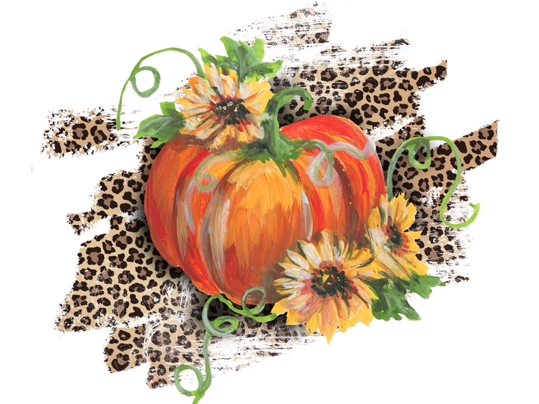 Leopard Pumpkin With Sunflowers