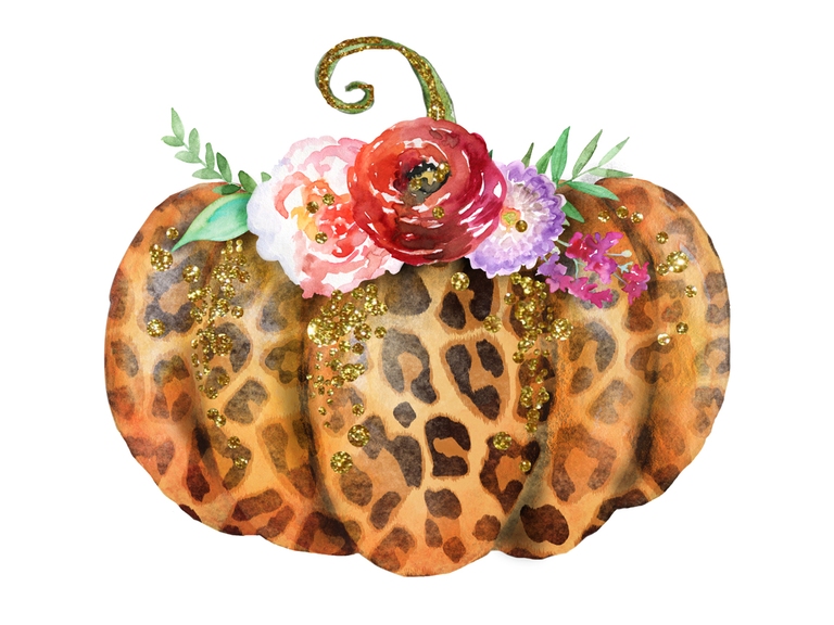 Leopard Floral Pumpkin