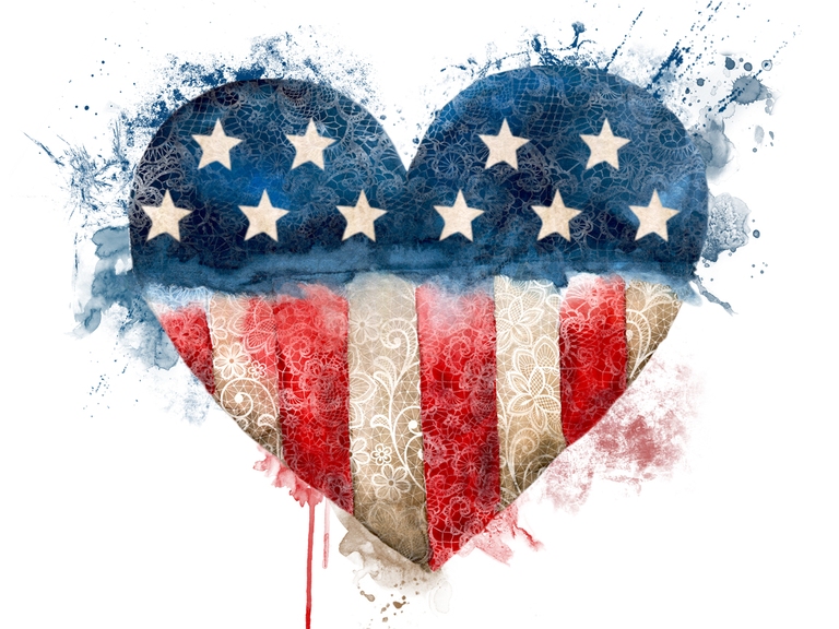 Usa Flag Lace Heart