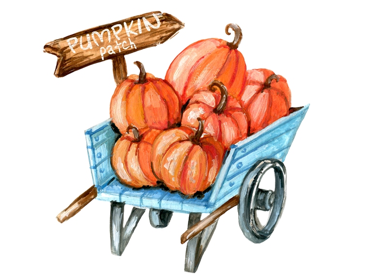 Fall Cart With Pumpkins