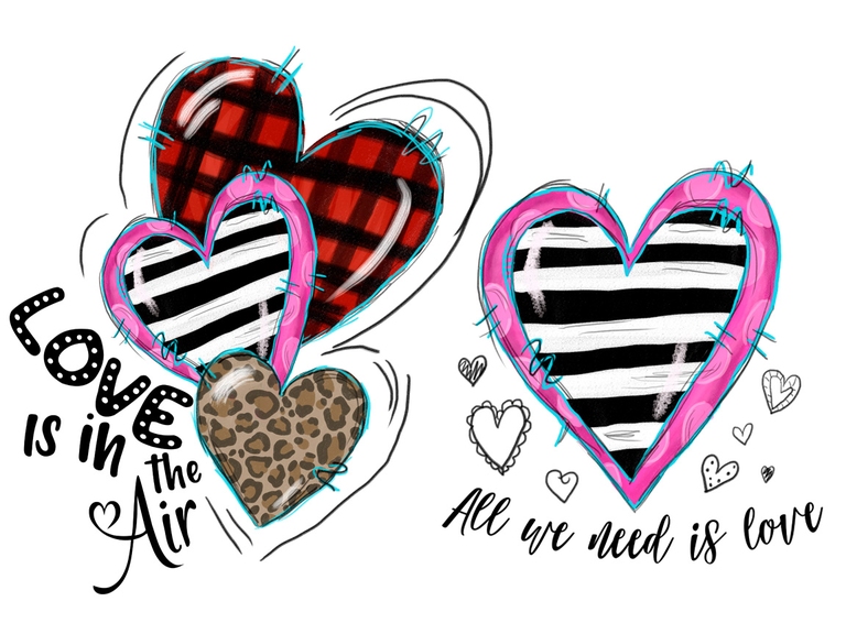 Valentine Hand Drawn Leopard Hearts Pack