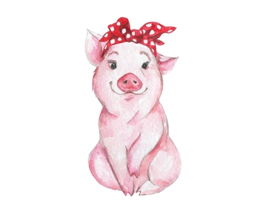 Pig Polka Dot Red Bandana