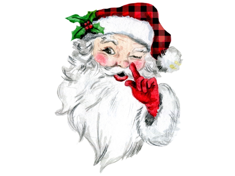 Christmas Santa Claus Head With Plaid Hat (002)