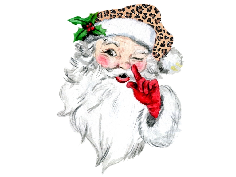 Santa Claus Head With Leopard Hat Christmas (003)