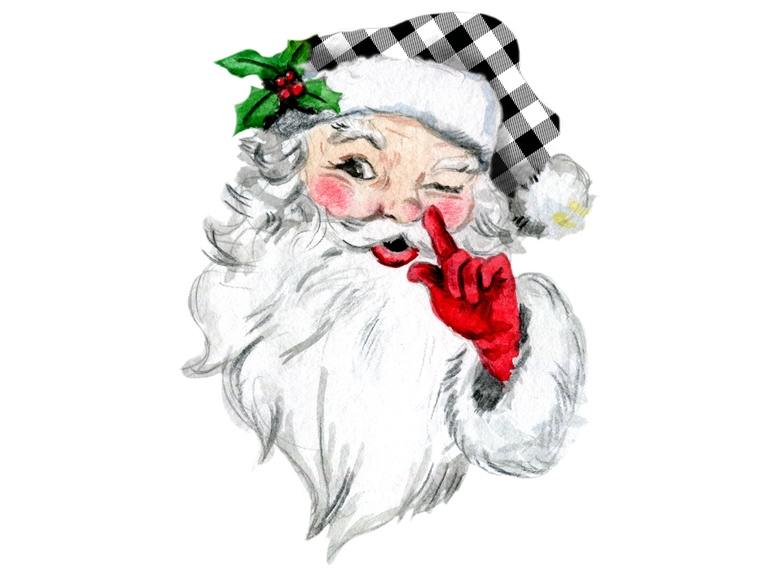 Santa Claus Head With White Plaid Hat (003)