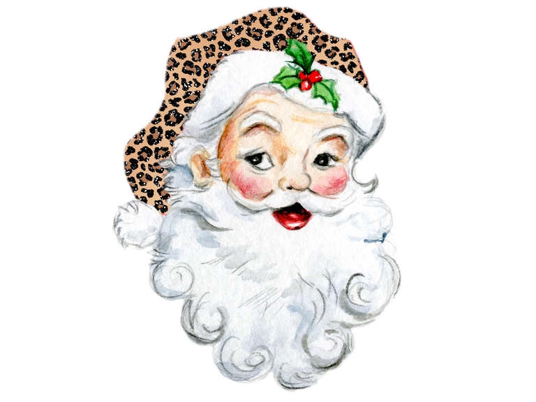 Christmas Santa Claus Head With Leopard Hat (003)